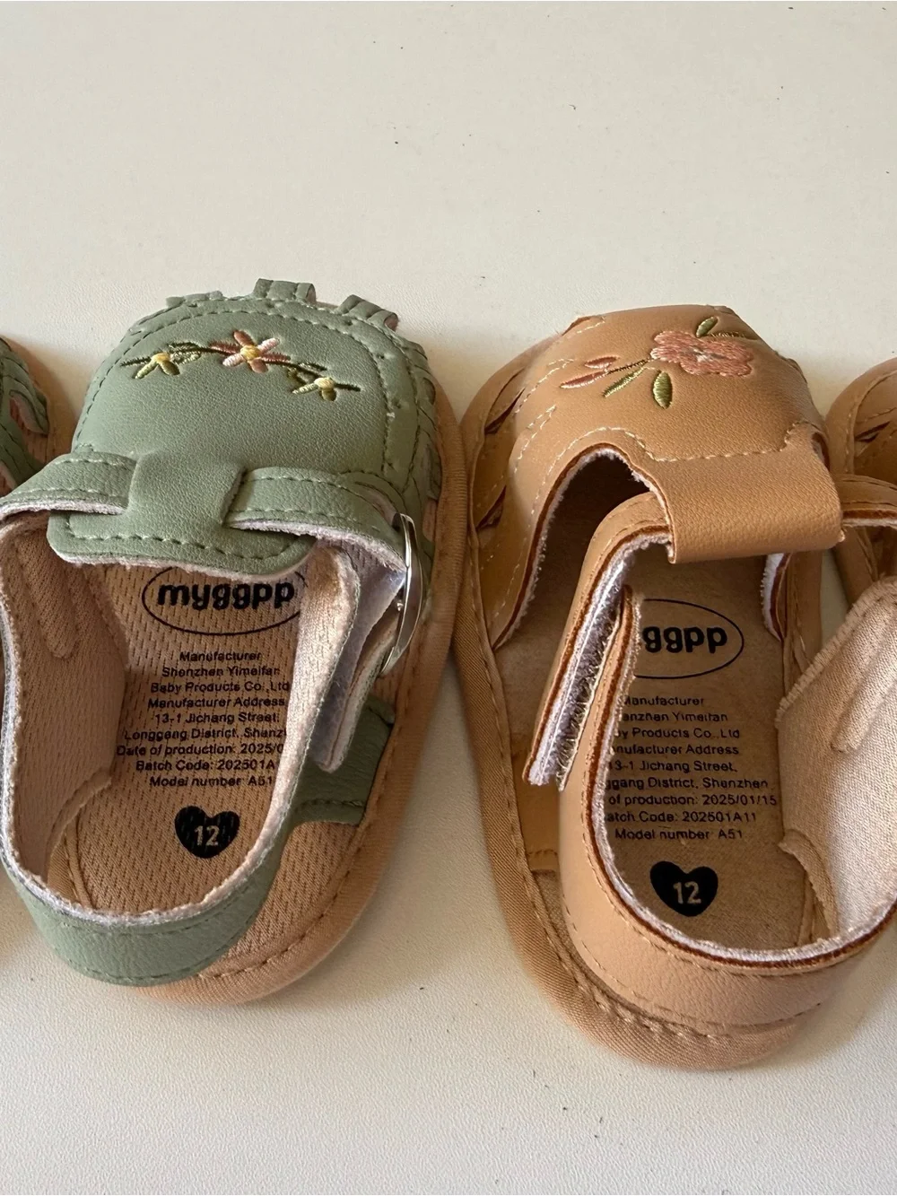 Toddler Floral Cutout Sandals in Tan and Sage